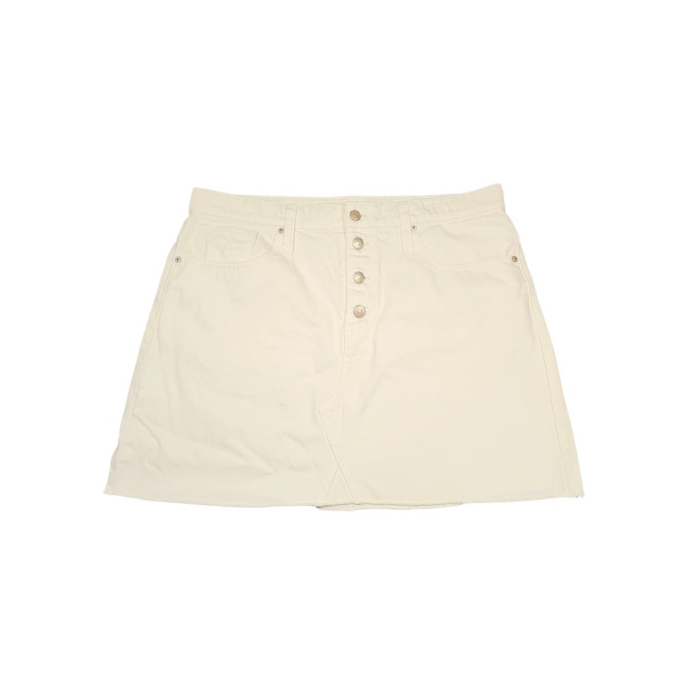 Madewell Denim Skirt 32 Women 18x18 White Ivory Rigid A-Line Button Fly Mini